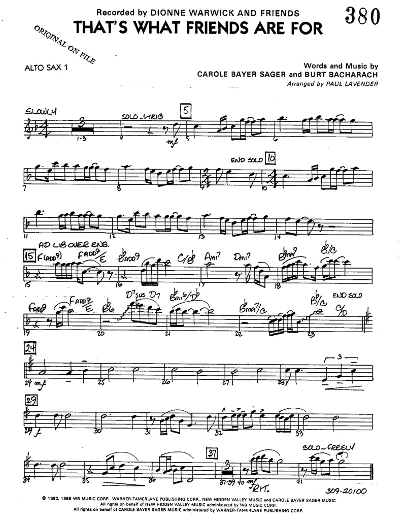 That's What Friends Are For score preview