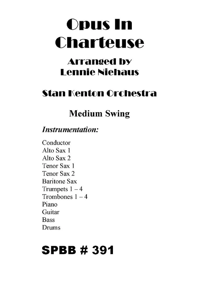 Opus In Chartreuse score preview
