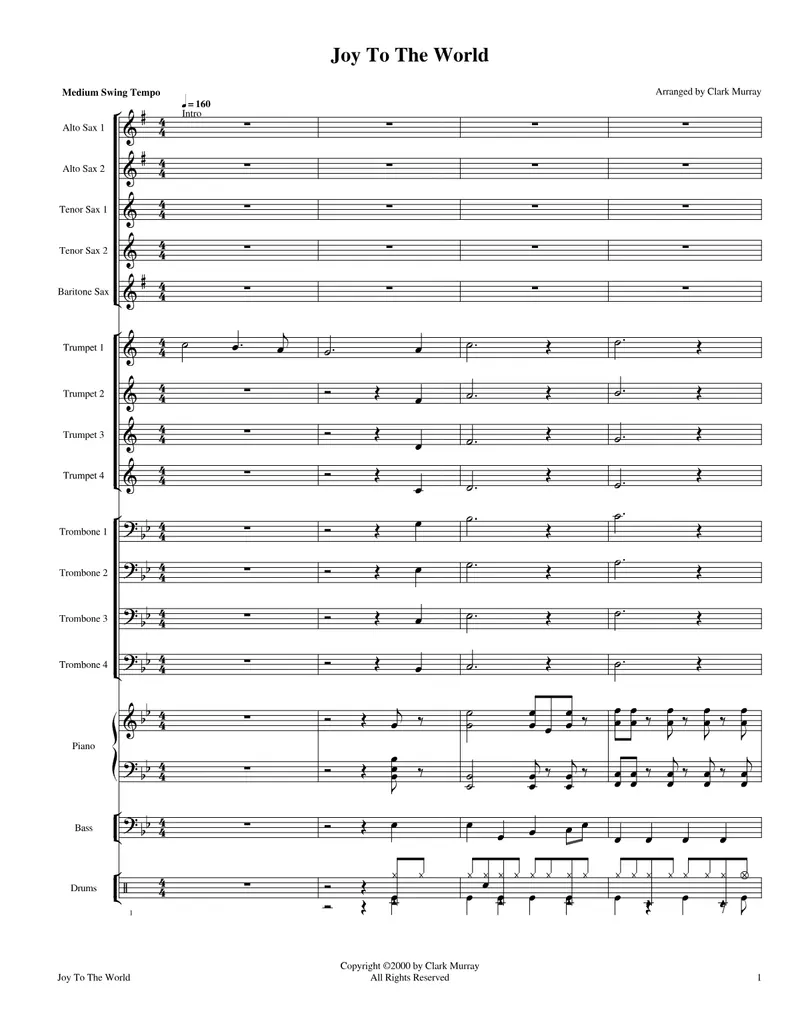 Joy To The World score preview