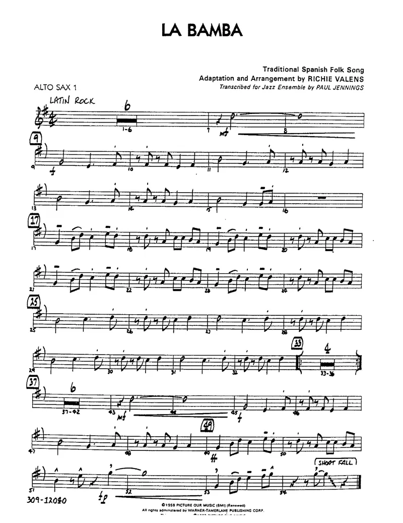 La Bamba score preview