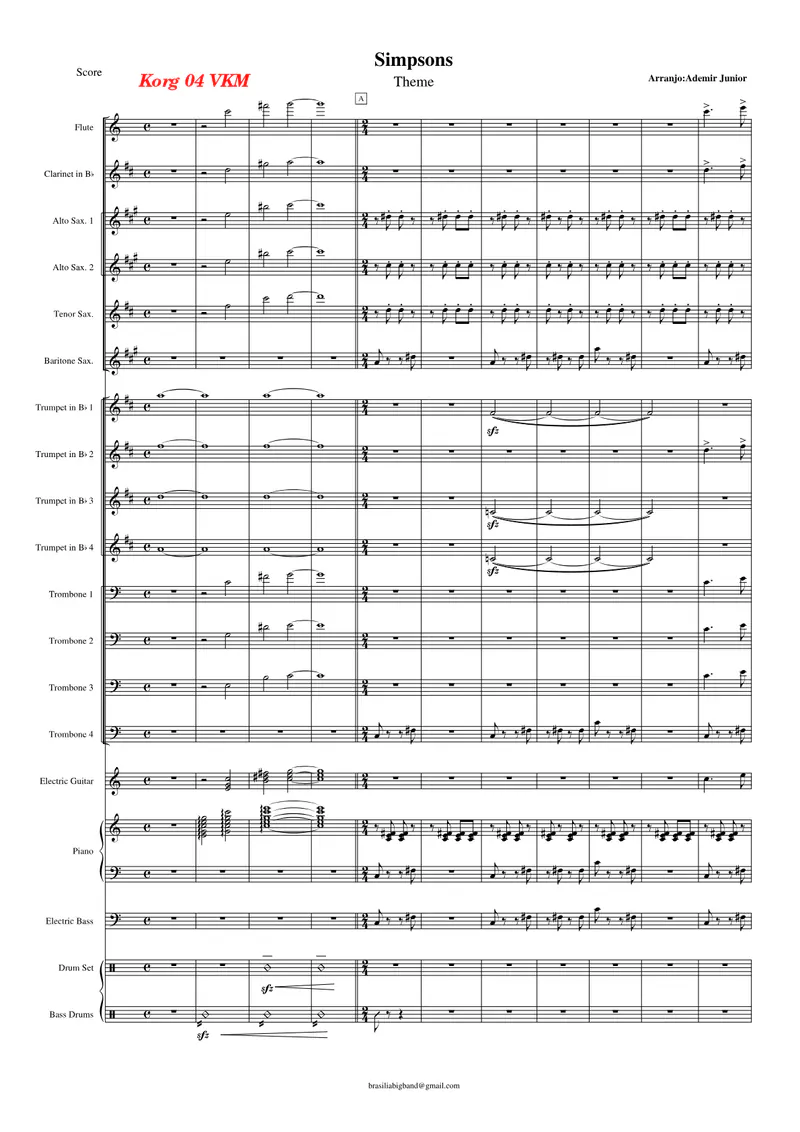 Simpsons Theme score preview
