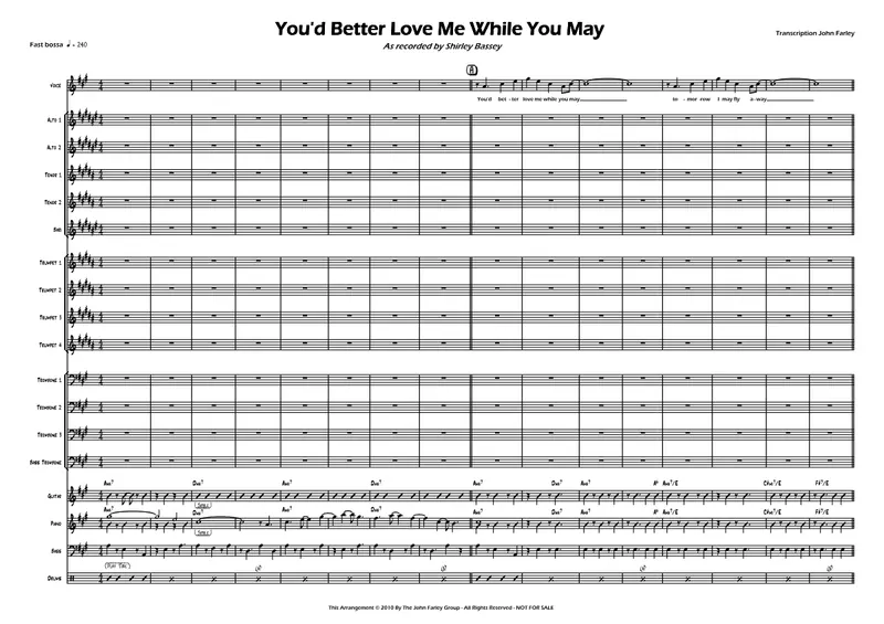You'd Better Love Me While You May score preview