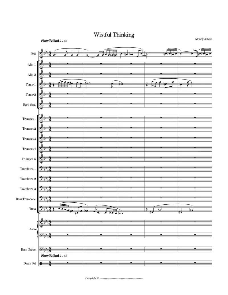 Wistful Thinking score preview