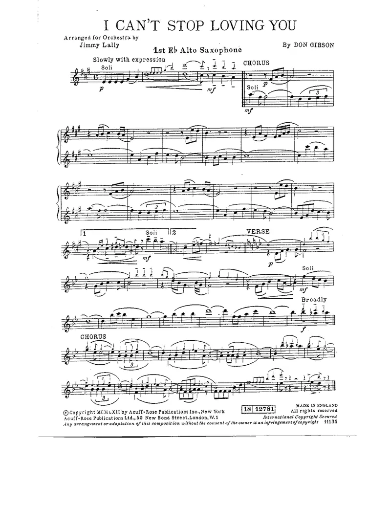 I Can't Stop Loving You score preview