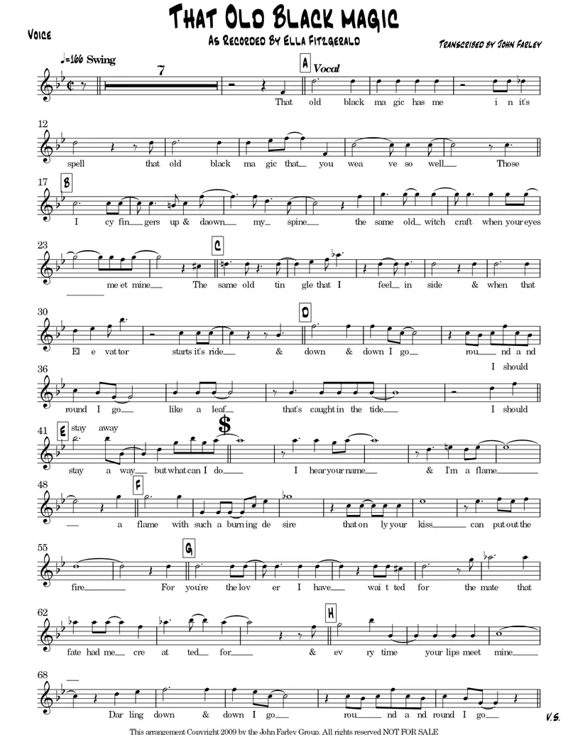 That Old Black Magic score preview