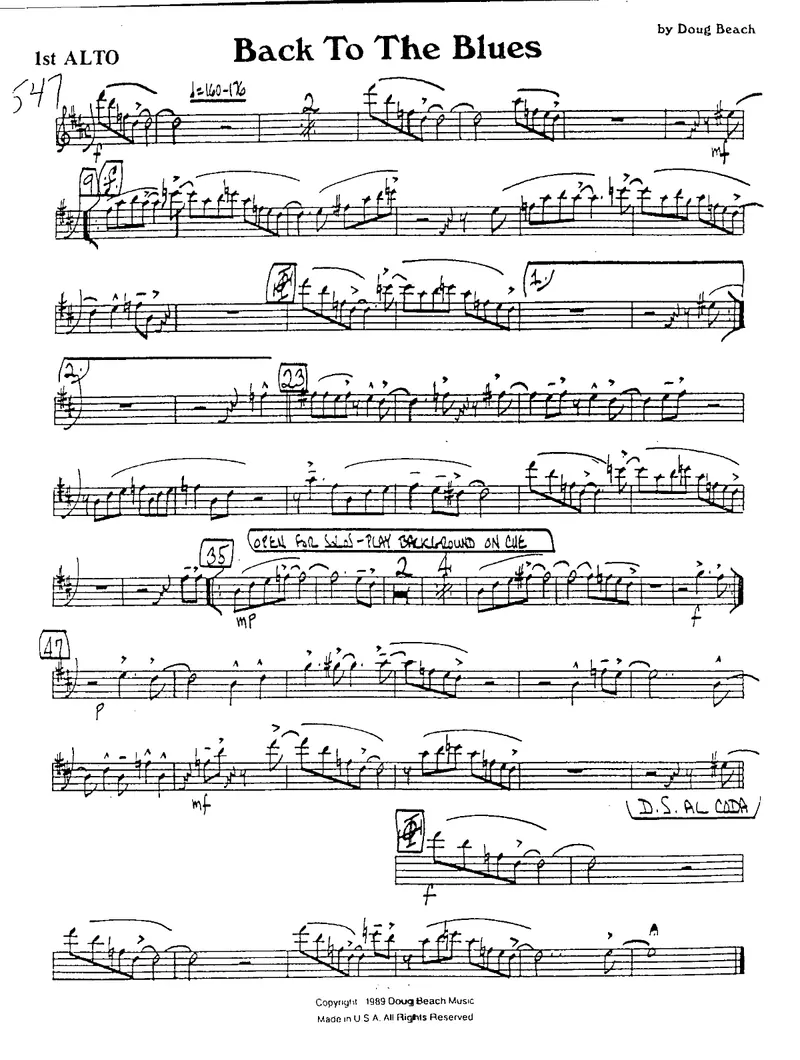 Back To The Blues score preview