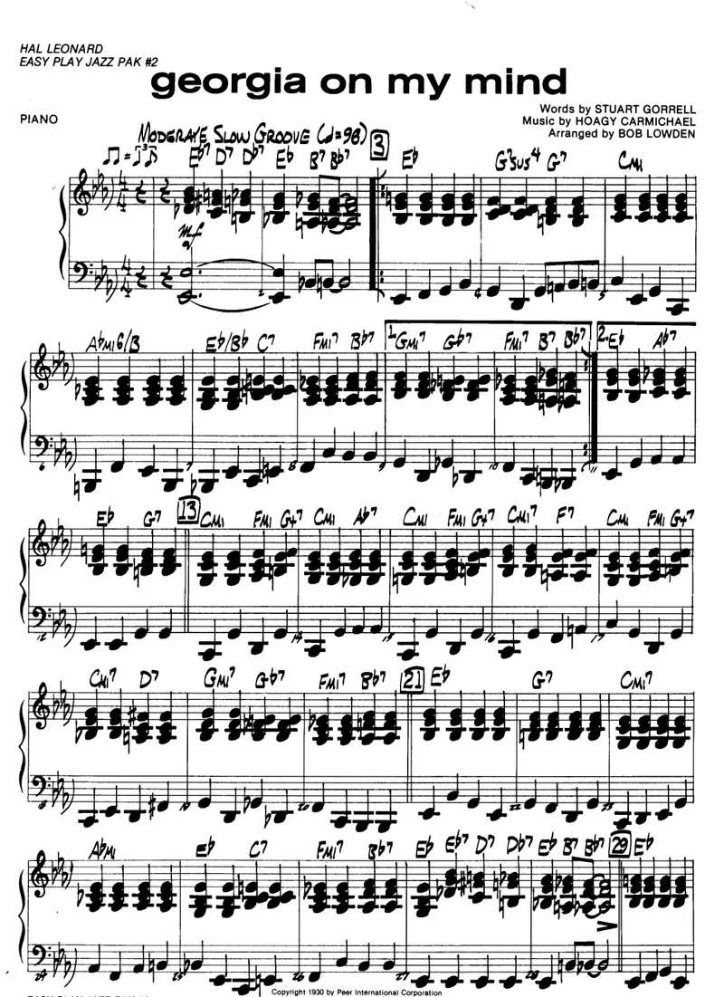 Georgia On My Mind score preview