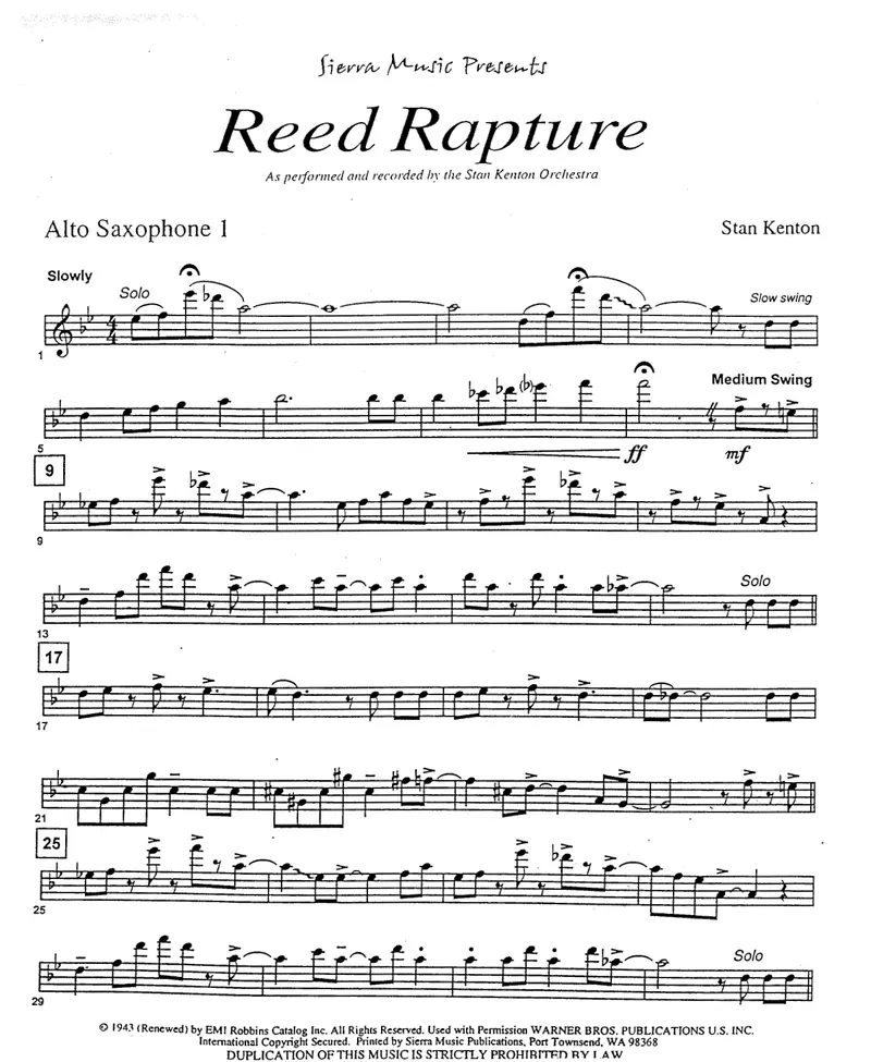 Reed Rapture score preview