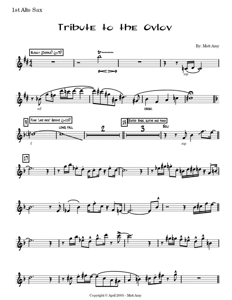 Tribute To The Ovlov score preview