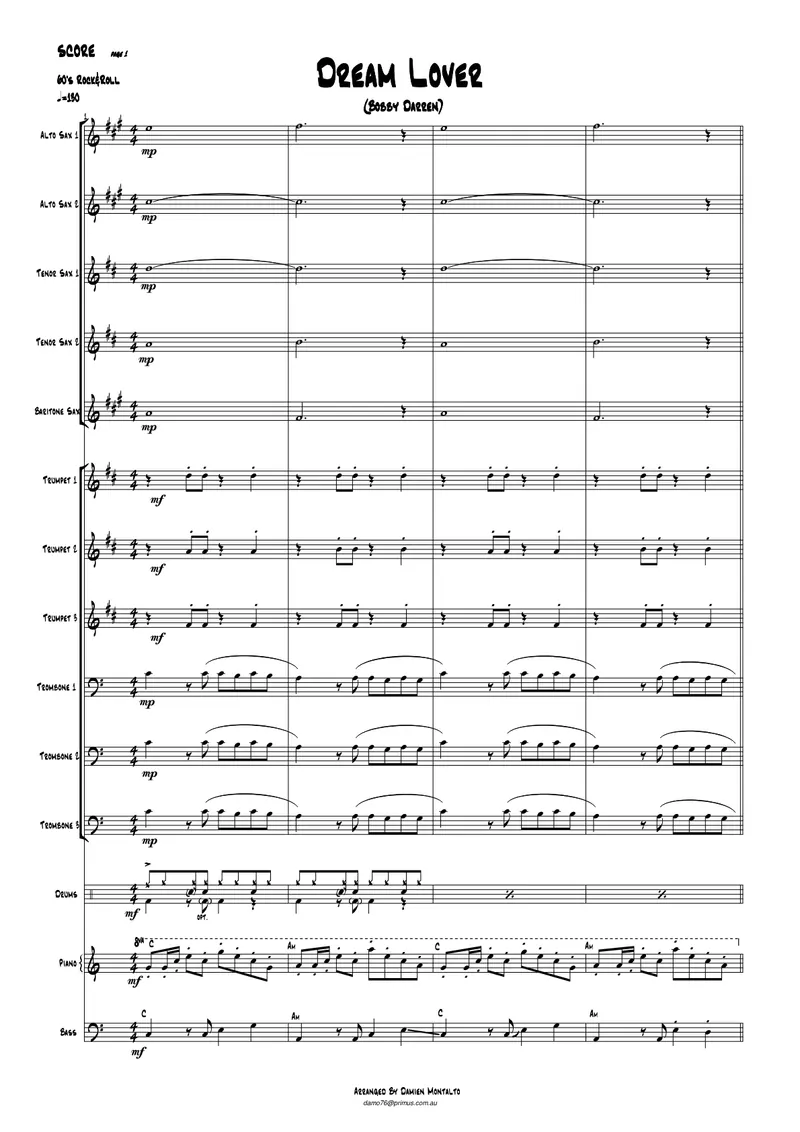 Dream Lover score preview