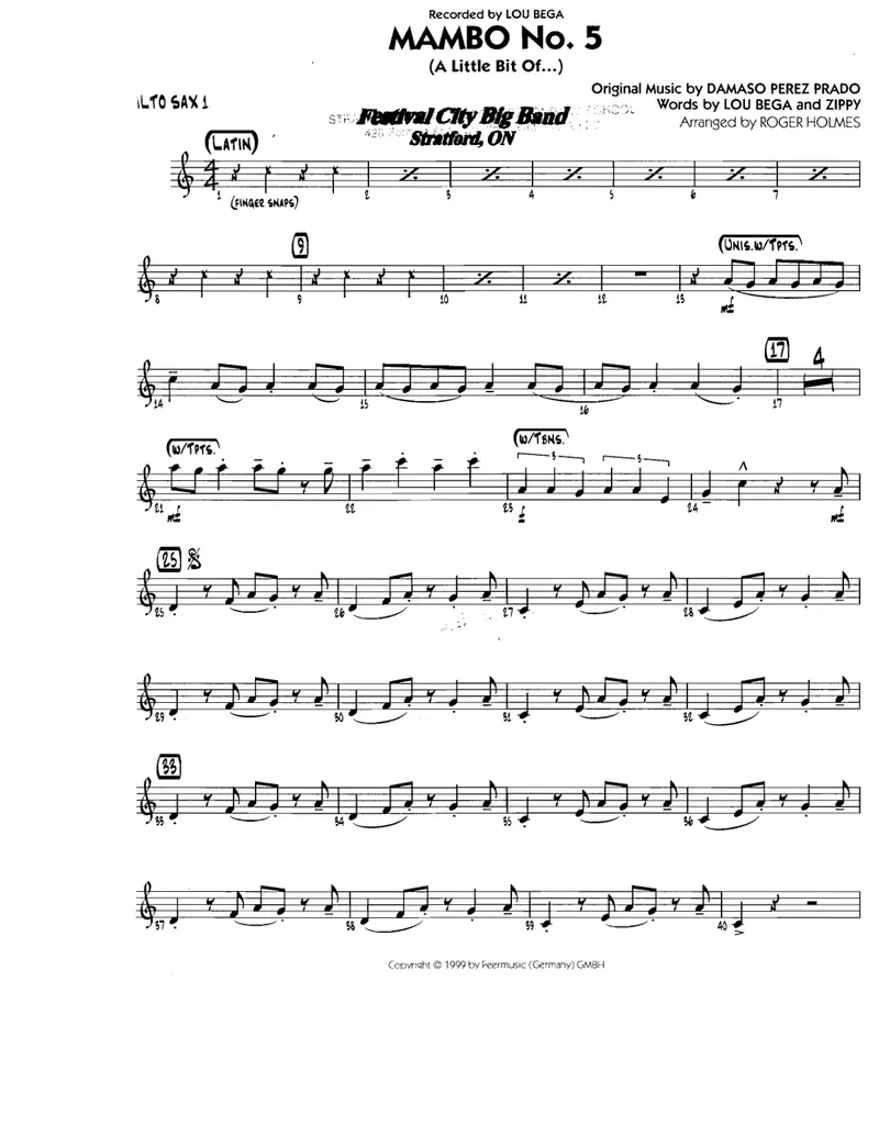 Mambo No.5 score preview