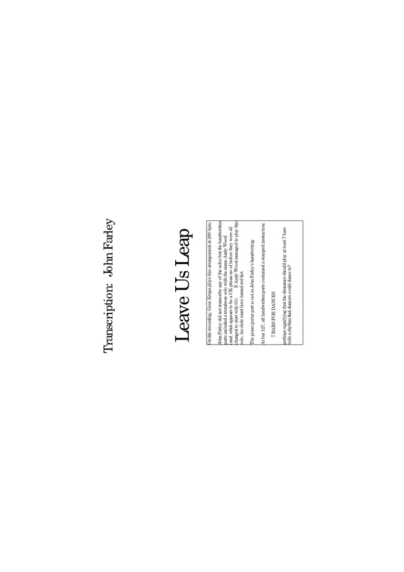 Leave Us Leap score preview
