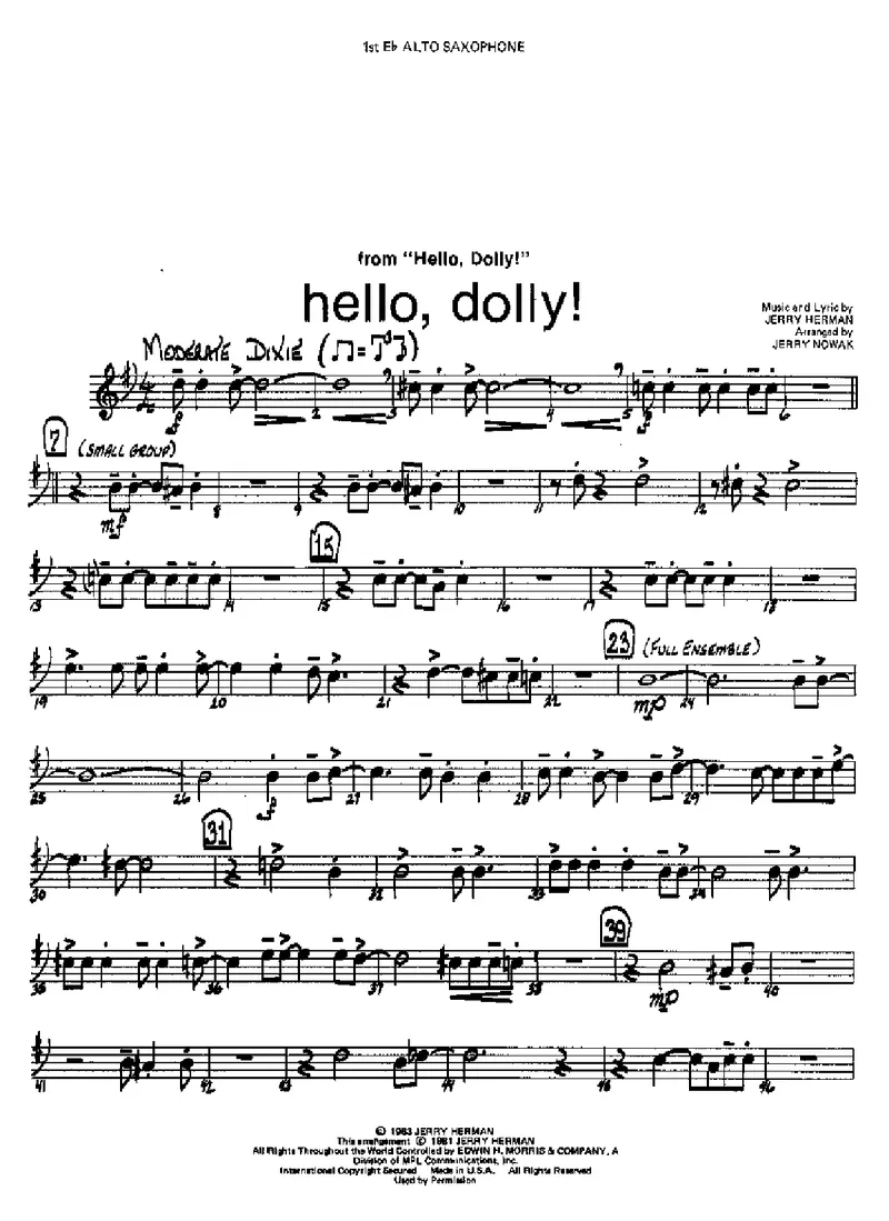 Hello Dolly score preview