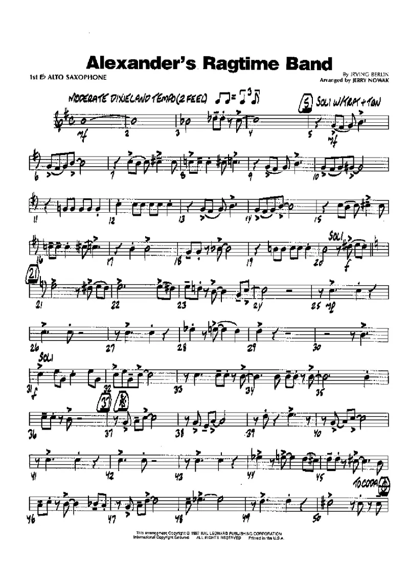 Alexander's Ragtime Band score preview