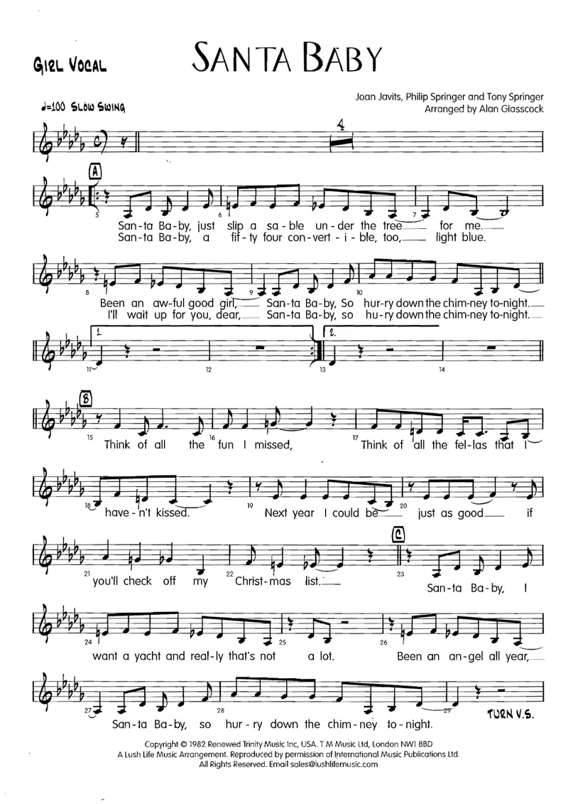 Santa Baby score preview