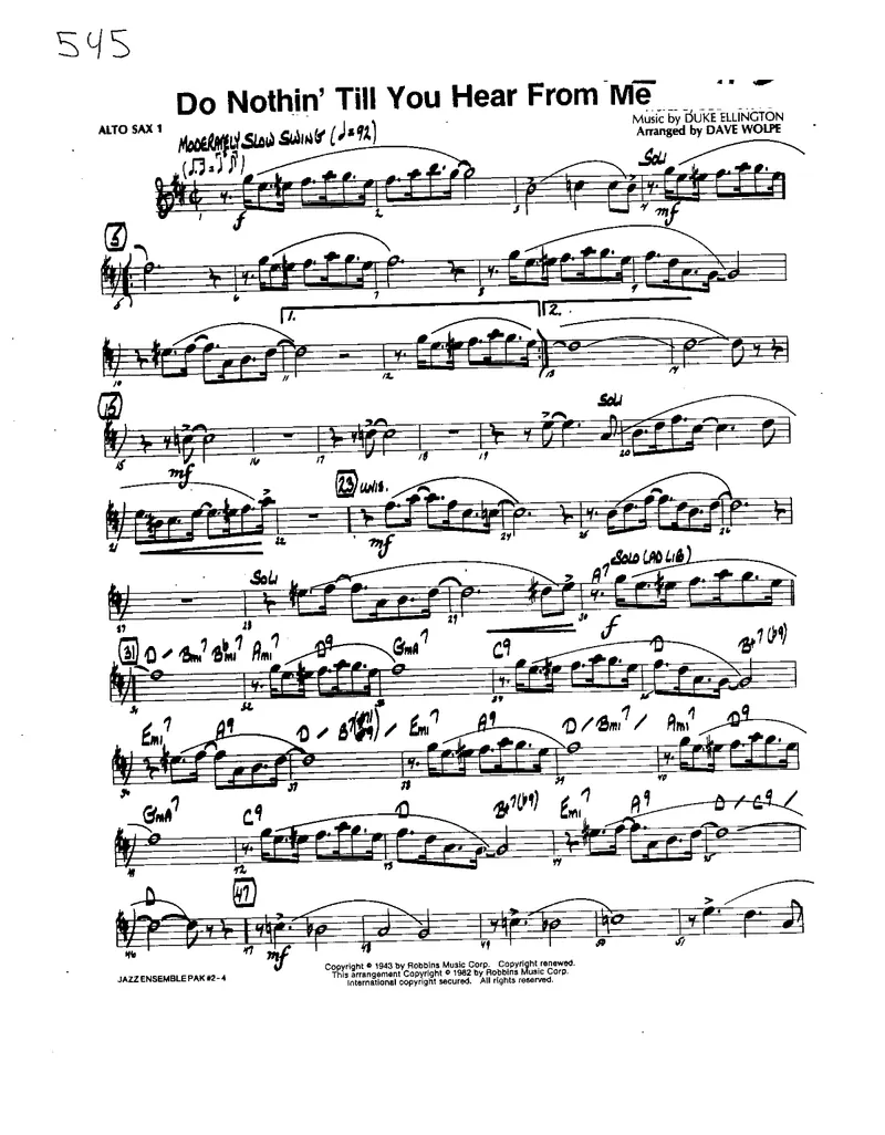 Do Nothin' Till You Hear From score preview