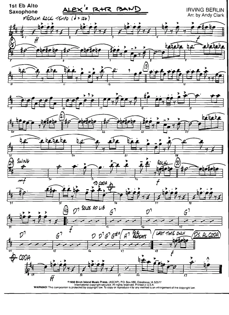 Alexander's Rock N' Roll Band score preview