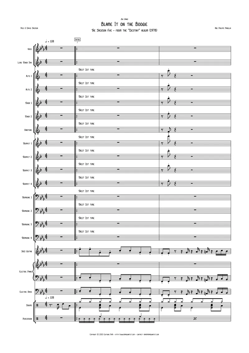 Blame It On The Boogie score preview