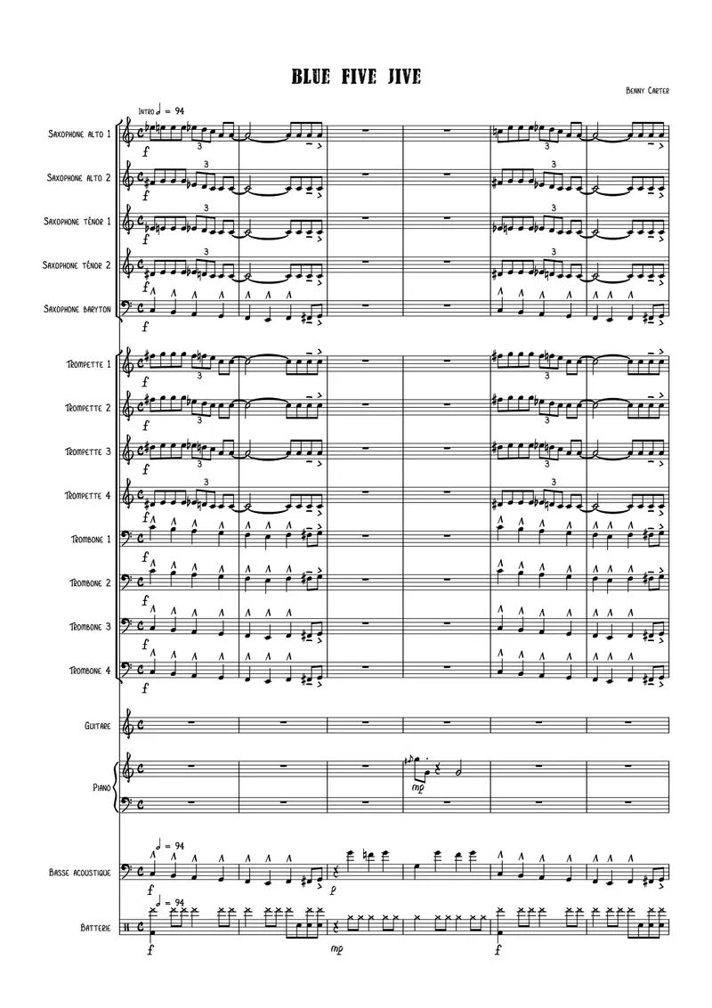 Blue Five Jive score preview