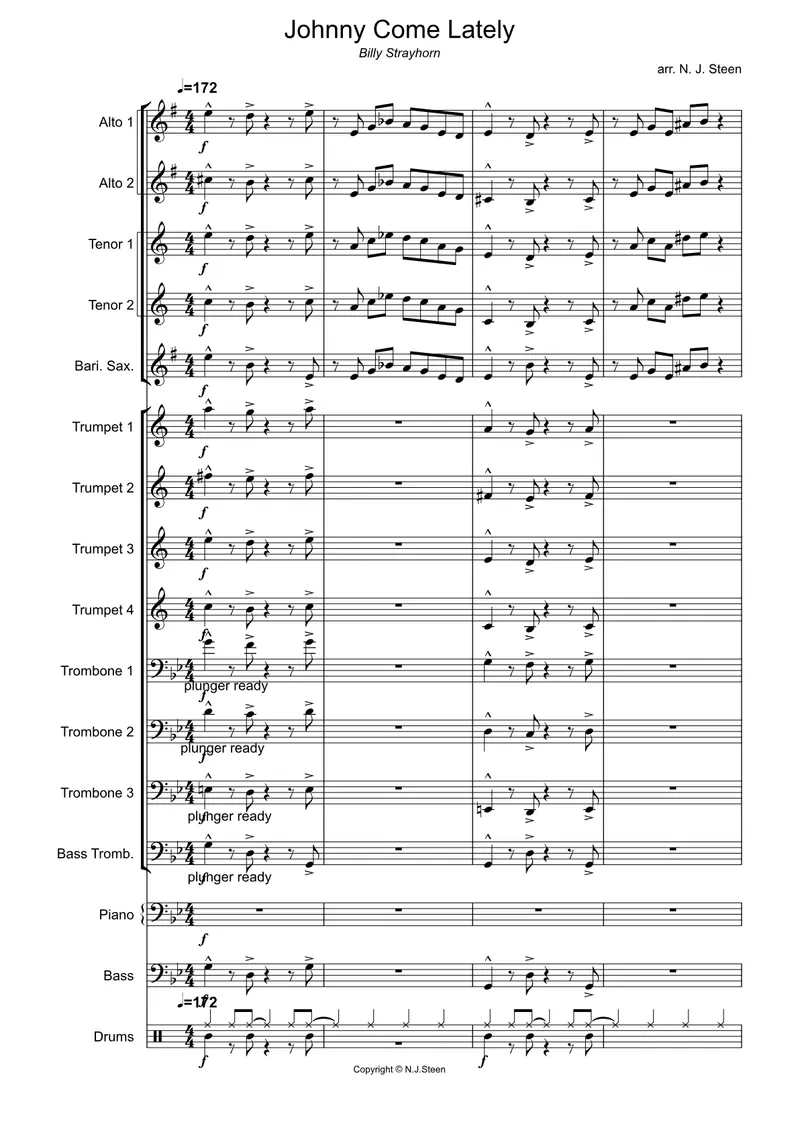 Johnny Come Lately score preview