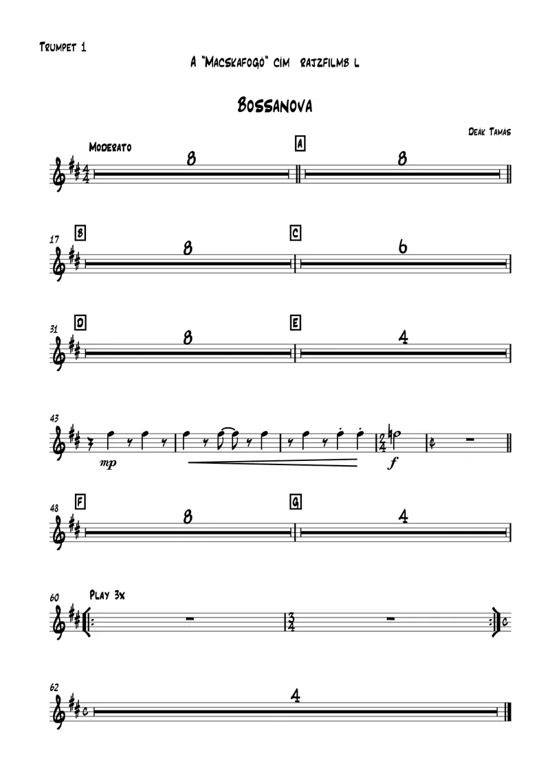 Bossa Nova A Macskafogo score preview
