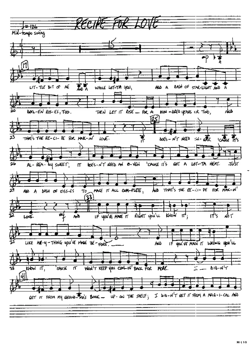 Recipe For Making Love score preview