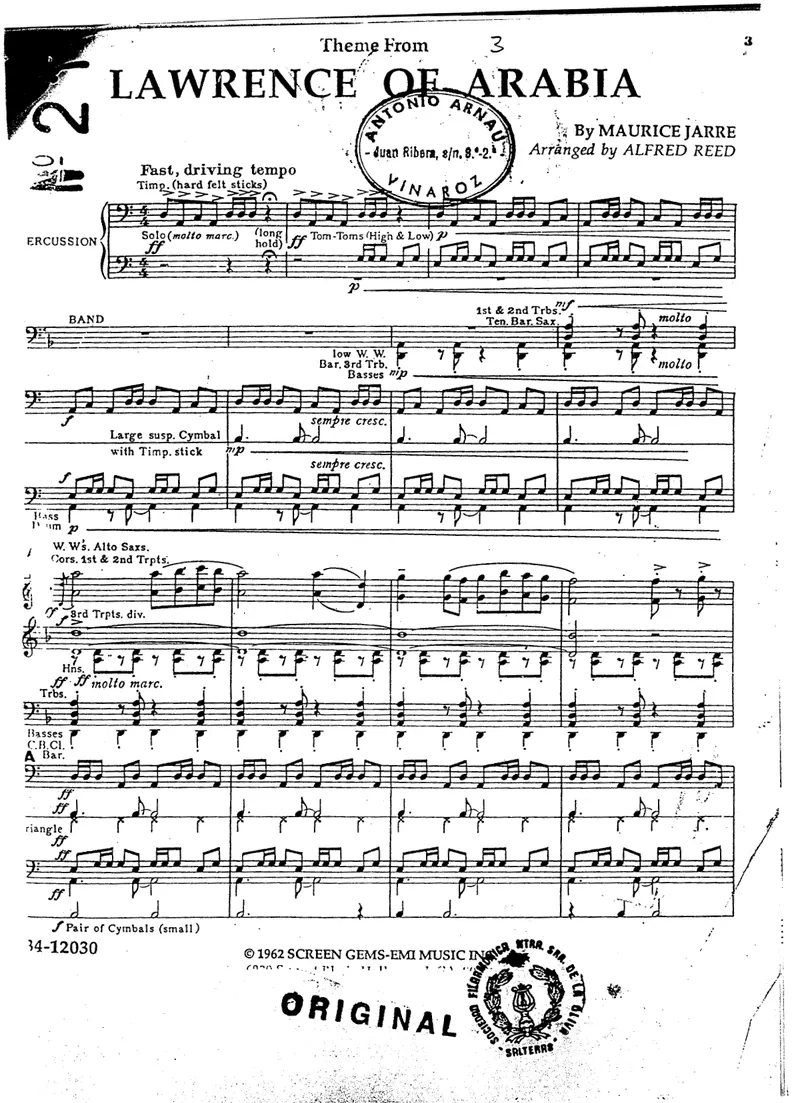 Lawrence Of Arabia score preview