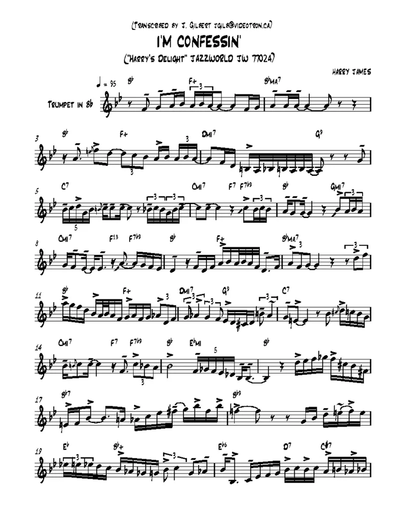 Harry James I'm Cofessin solo score preview