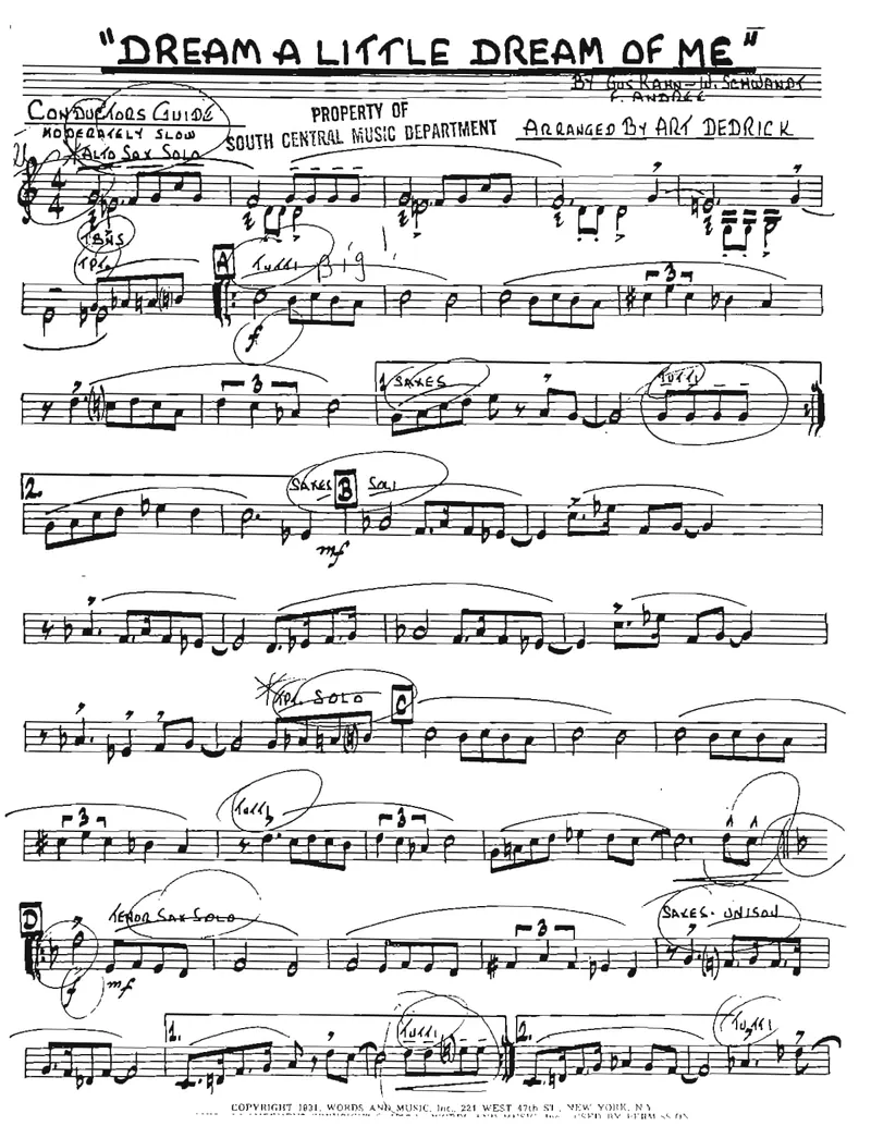 Dream A Little Dream Of Me score preview