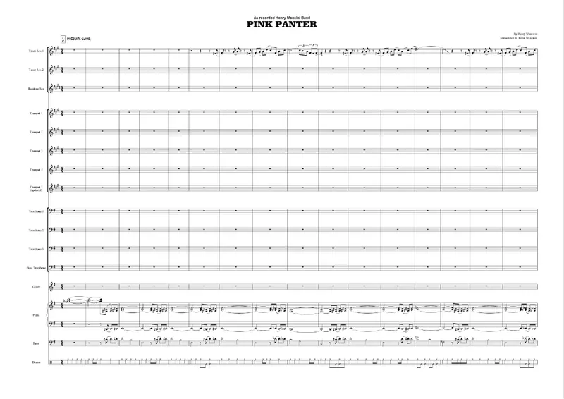 Pink Panther score preview