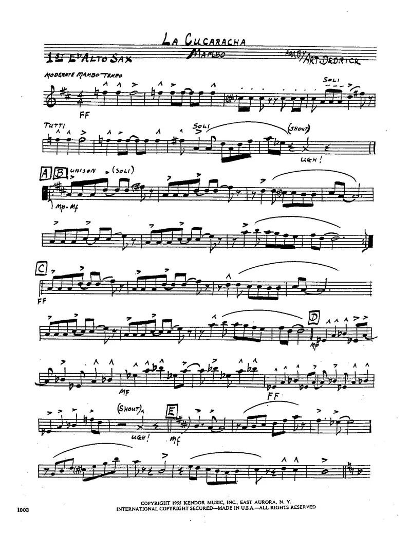 La Cucaracha score preview