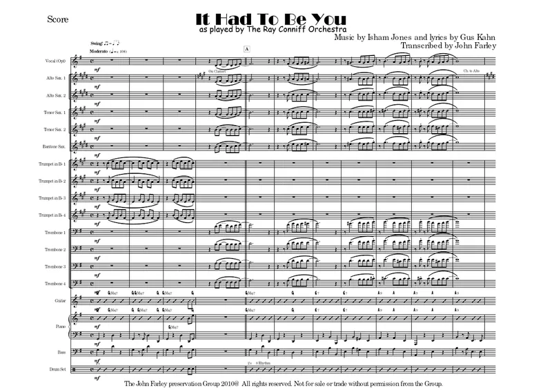 It Had To Be You score preview