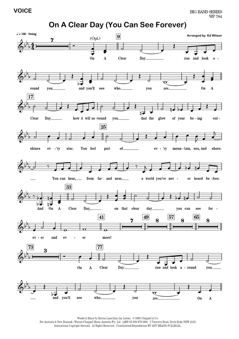 On A Clear Day (Ed Wilson) Voc. score preview