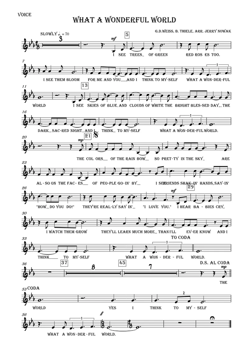 What A Wonderful World score preview