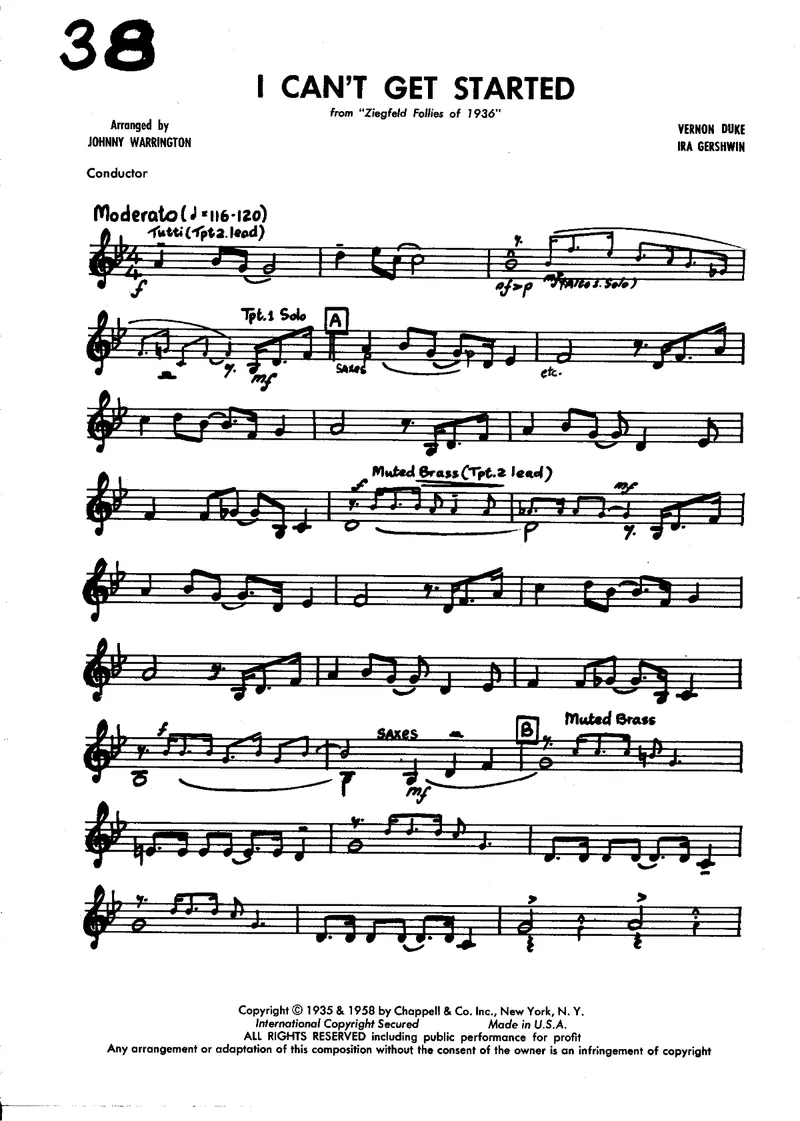 I Can't Get Started score preview