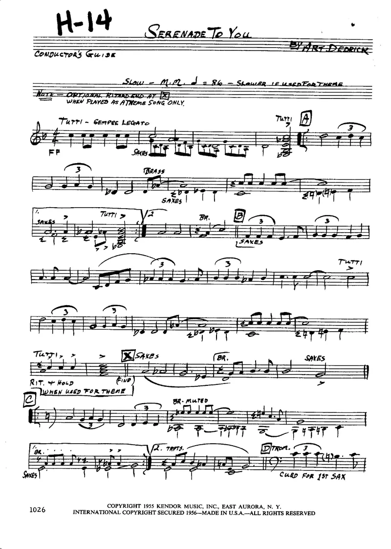 Serenade To You score preview