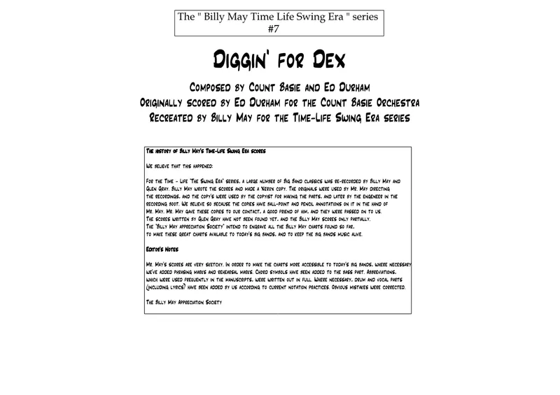 Diggin' For Dex (C.Basie score preview
