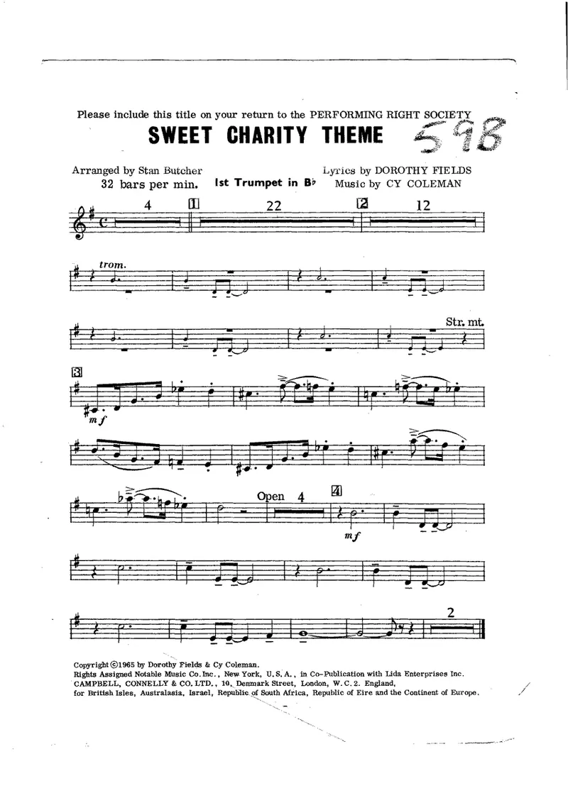 Sweet Charity Theme score preview