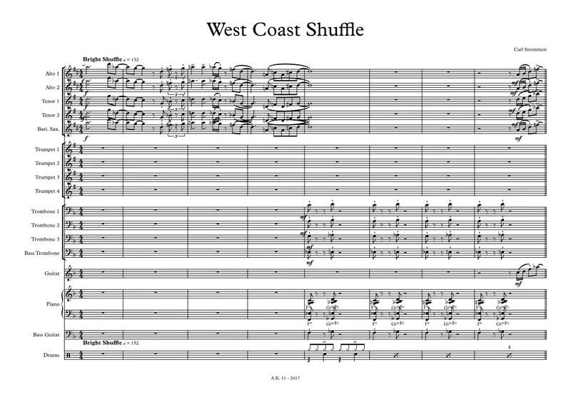 West Coast Shuffle score preview