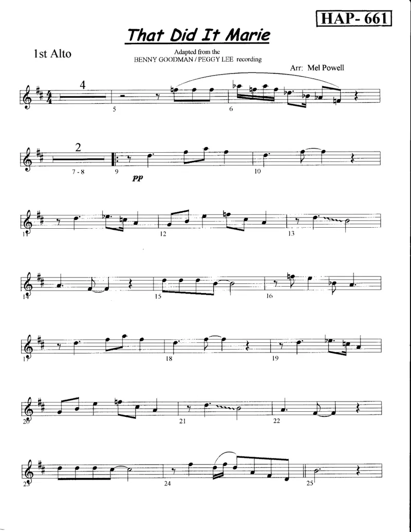 That Did It Marie score preview
