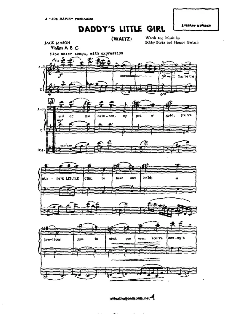 Daddy's Little Girl score preview