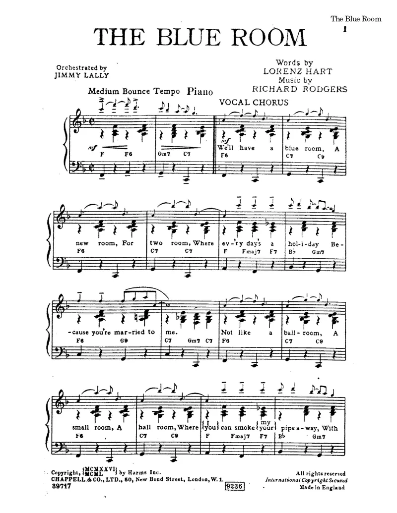 The Blue Room score preview