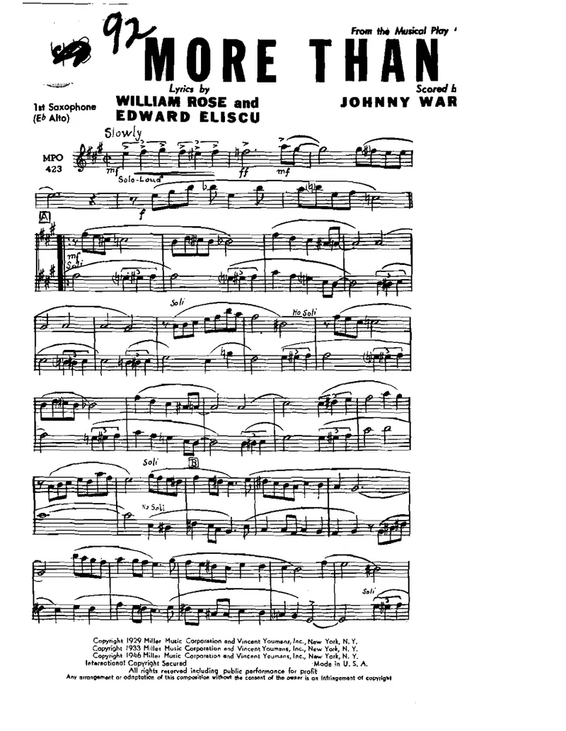 More Than You Know score preview