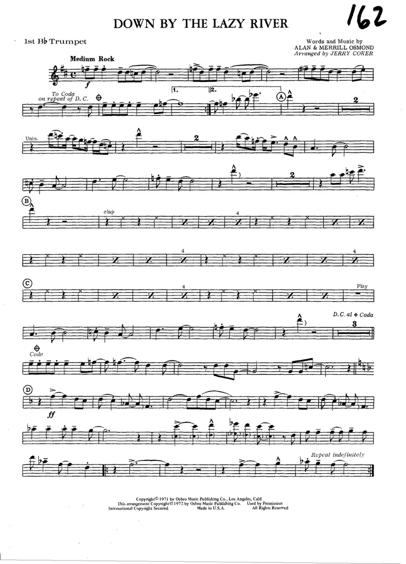Down By The Lazy River score preview