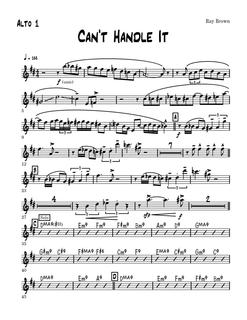 Can't Handle It score preview