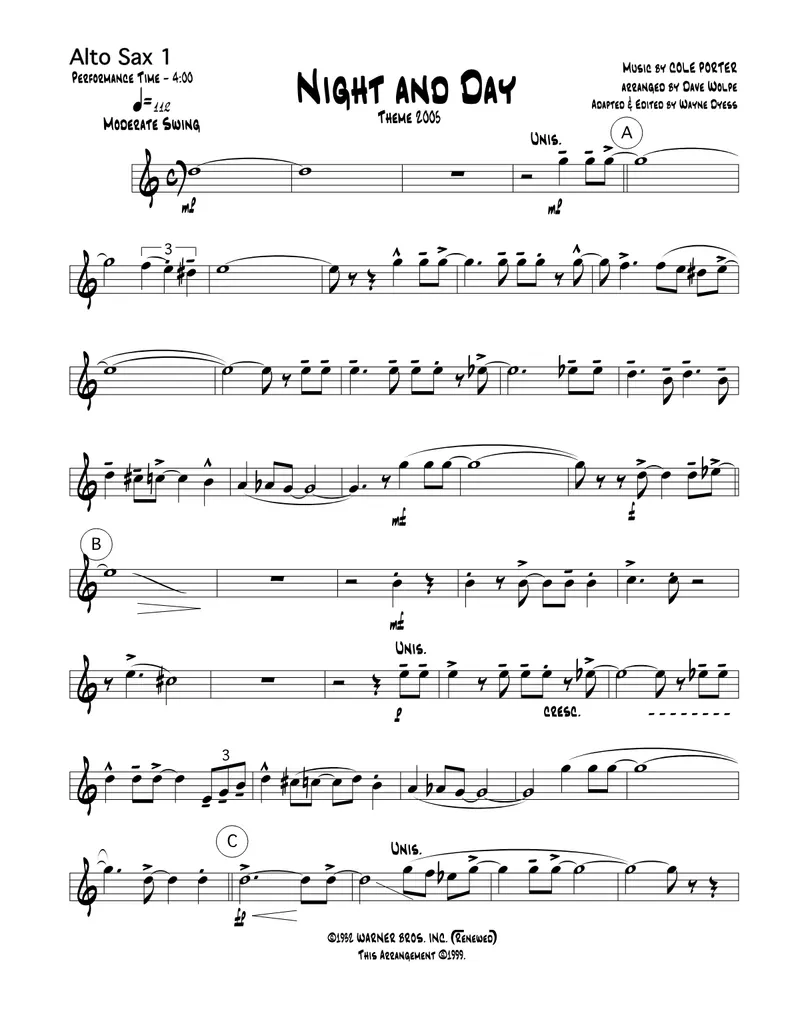 Night And Day score preview