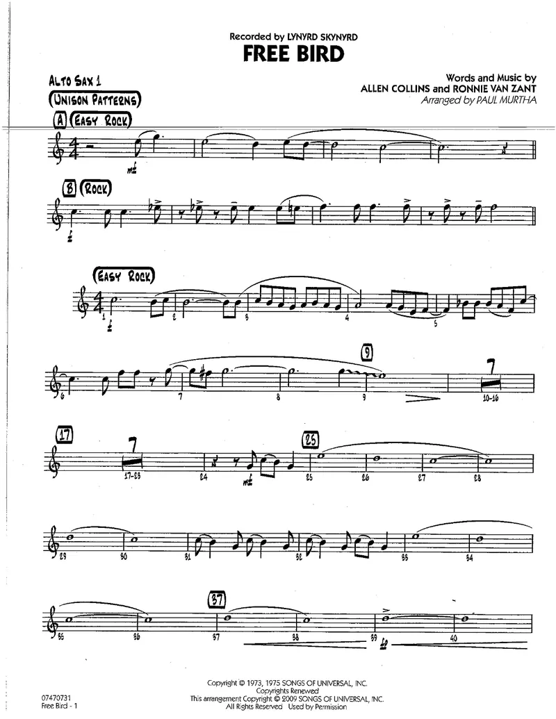 Freebird score preview