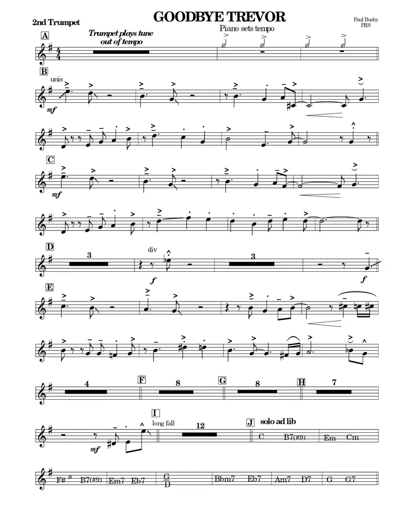 Goodbye Trevor score preview