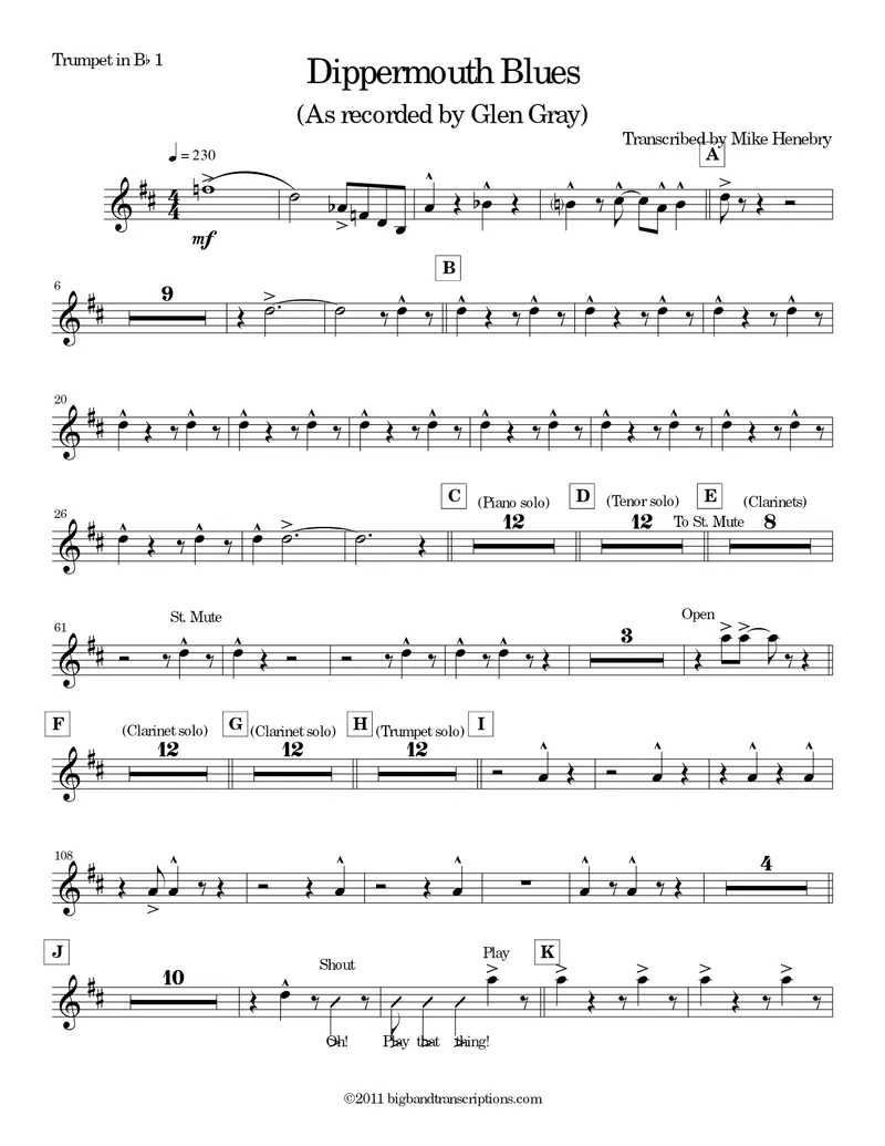 Dippermouth Blues score preview