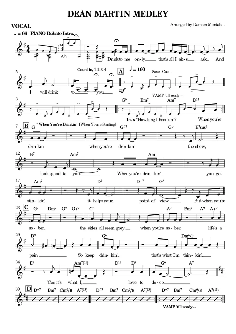 Dean Martin Medley score preview